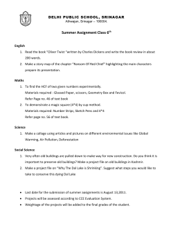 Summer Assignment Class 7 th