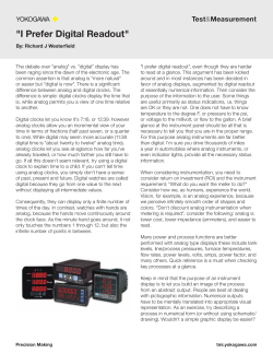 I Prefer Digital Readout - Yokogawa Electric Corporation