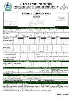 Nomination Form - STEM Careers Programme