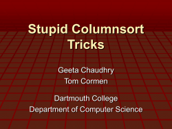Stupid Columnsort Tricks - CS@Dartmouth
