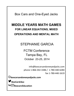 middle years math games - Box Cars and One