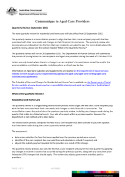 Quarterly Review - Ageing and Aged Care