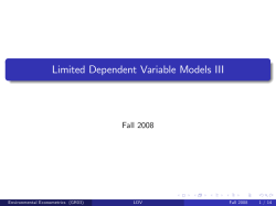 Limited Dependent Variable Models III