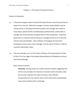 Chapter 1: The Scope of Corporate Finance