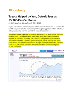 Toyota Helped by Yen, Detroit Sees as $5700-Per
