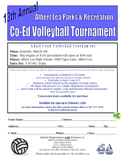 Saturday, March 4th Play begins at 8:30 am