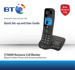 Quick Set-up and User Guide BT6600 Nuisance Call