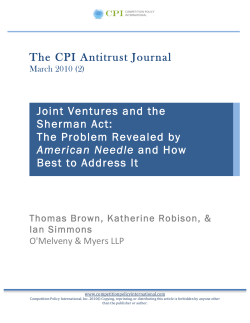 Joint Ventures and the Sherman Act