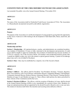 CYSA Constitution - Chelmsford Youth Soccer Association