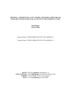 DEFINING A MINIMUM DATA SET AND RELATED INDICATORS