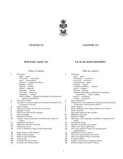 Real Estate Agents Act Loi sur les agents immobiliers