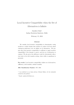 Local Incentive Compatibility with Infinite Set of Alternatives