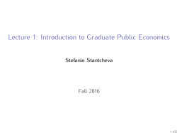 Introduction to Graduate Public Economics
