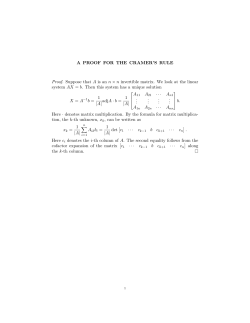 A PROOF FOR THE CRAMER`S RULE Proof. Suppose that A is an n