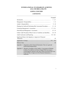 INTERNATIONAL STANDARD ON AUDITING (UK AND IRELAND
