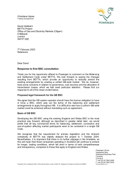 Powergen response - The Balancing and Settlement Code