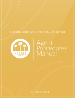 Agent Procedures Manual - Florida Surplus Lines Service Office