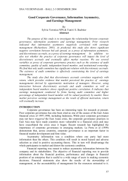 Good Corporate Governance, Asymmetry Information and Earnings