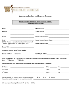 Application For Elective/Selective Clerkship