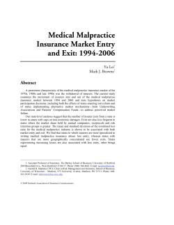Medical Malpractice Insurance Market Entry and Exit
