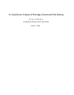 An Equilibrium Analysis of Marriage, Divorce and Risk