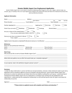 Employment Application Form - Greater Mobile Urgent Care