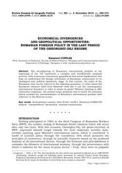 economical divergences and geopolitical opportunities. romanian