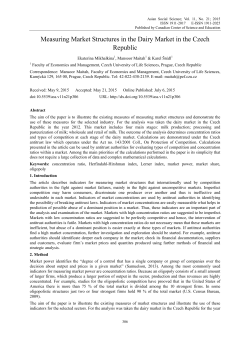Measuring Market Structures in the Dairy Market in the Czech