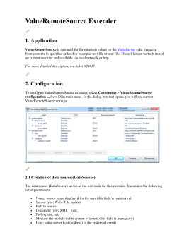 Here is an example of ValueRemoteSource configuration
