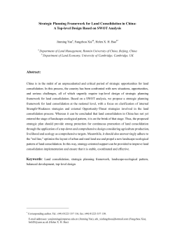 Strategic Planning Framework for Land Consolidation in China: A