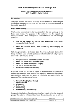 North Wales Orthopaedic 5 Year Strategic Plan