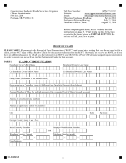 Proof of Claim - Oppenheimer Rochester Funds Group Securities