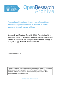 The relationship between the number of repetitions performed at