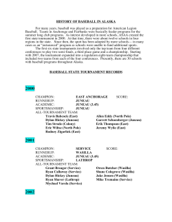HISTORY OF BASEBALL IN ALASKA For many years, baseball was