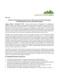 Tamarack Announces a 43% Increase in Proved Developed