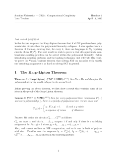 1 The Karp-Lipton Theorem - Stanford Computer Science