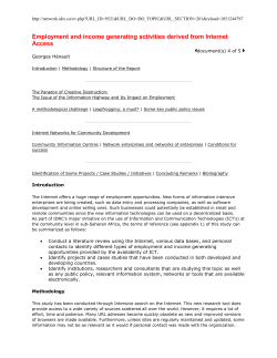 Employment and income generating activities derived