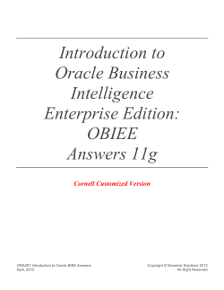 Introduction to Oracle Business Intelligence Enterprise Edition