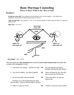 Basic Marriage Counseling `Game Plan`