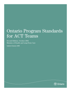 Ontario Program Standards for ACT Teams