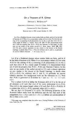 On a Theorem of R. Gilmer