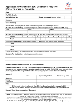 Application for Variation of 2017 Condition of Play 4.16 (Player re