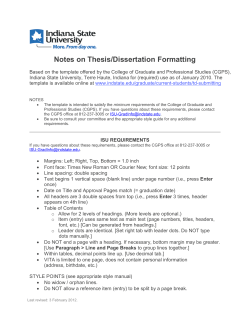 Notes on Thesis/Dissertation Formatting