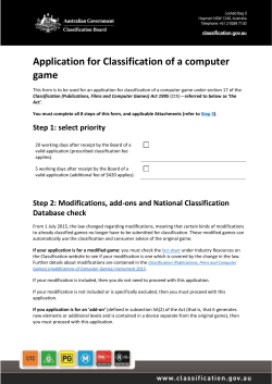 Application for Classification of a computer game