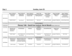 David Cass Lecture: Herv&eacute; Moulin (Room: DaVinci A+B)