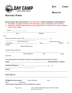 Day Camp Youth Health History Form