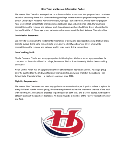 Dive Team and Lesson Information Packet Our Mission Statement