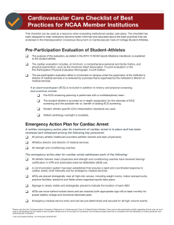 Cardiovascular Care Checklist of Best Practices for