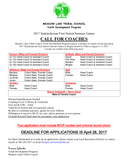 call for coaches - Meadow Lake Tribal Council