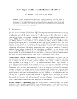 Short Paper On the Generic Hardness of DDH-II